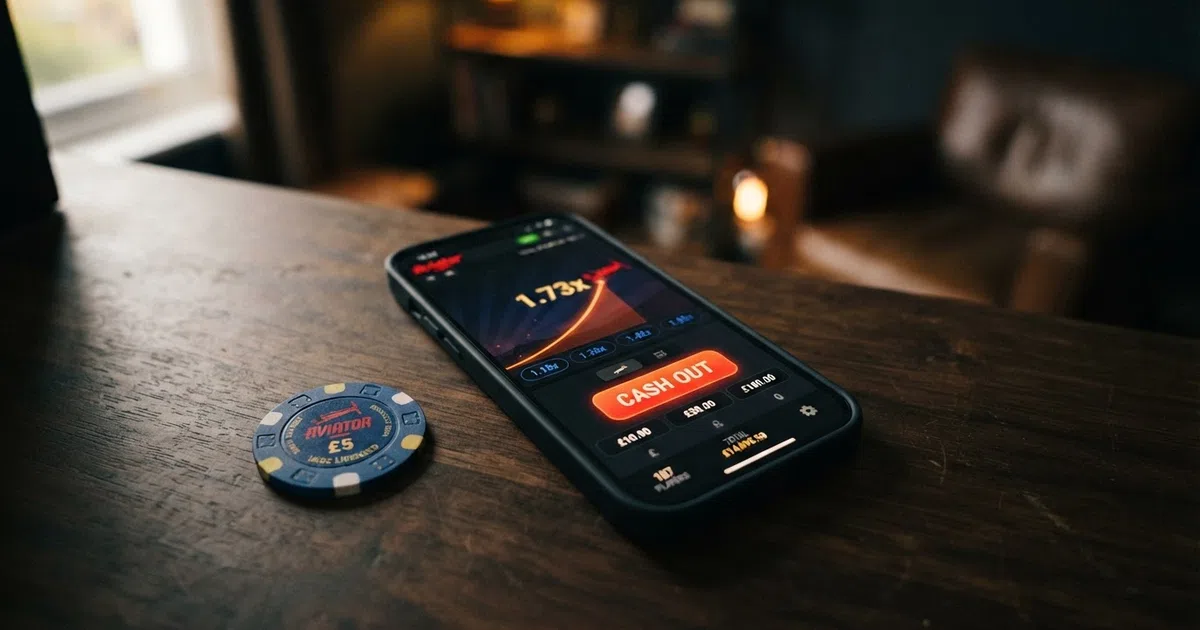 A crash-game multiplier curve on a dark game interface, showing the rising line and a cash-out button before the crash point
