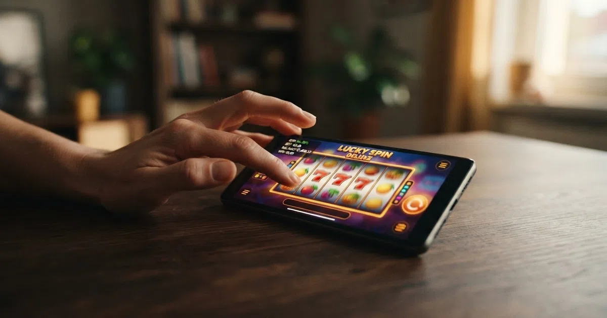 A close-up of an online slot game interface showing the RTP percentage displayed in the in-game information panel, with the game reels visible in the background