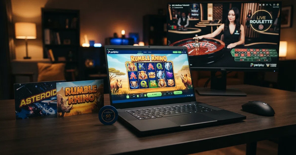 A collage of Pariplay and Wizard Games slot title cards arranged on a dark gaming-brand background, with the Fusion® platform logo visible
