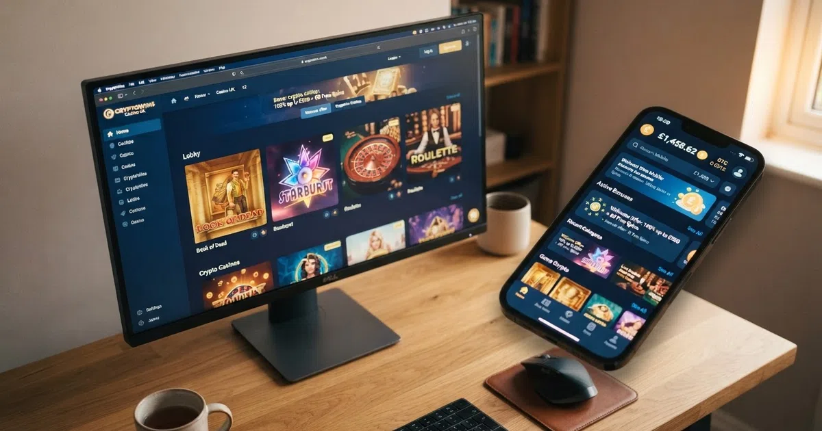 A desktop and mobile screen showing a Bitcoin Cash casino lobby with a BCH balance displayed in the top corner