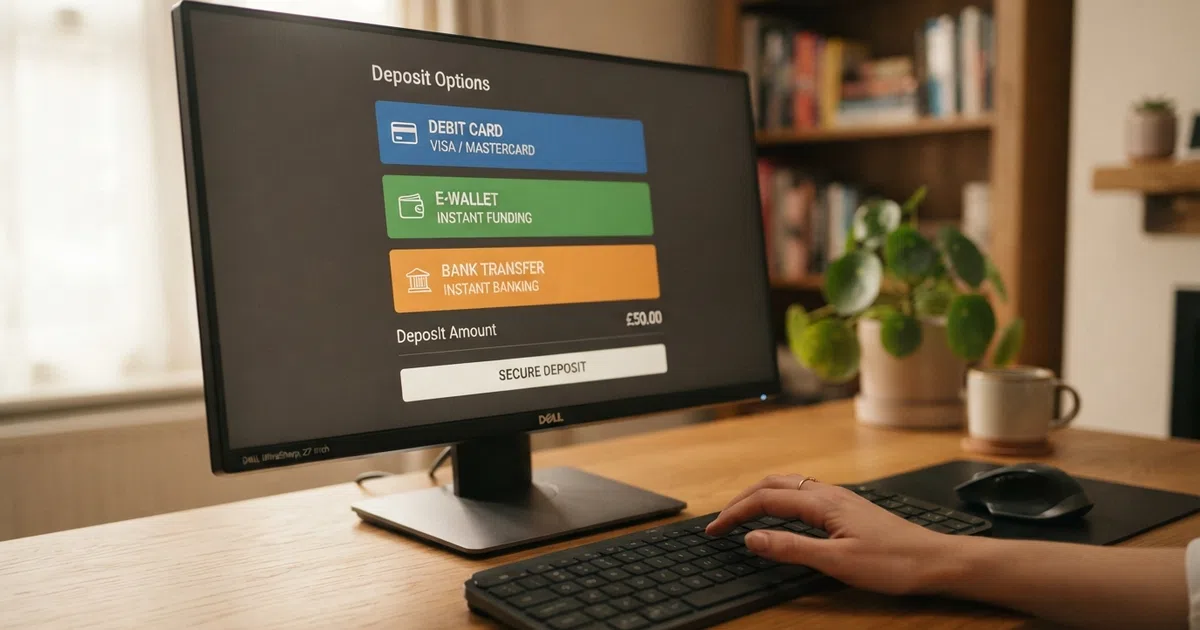 A UK online casino payment screen showing debit card, PayPal and Trustly as deposit options — no Wirecard logo anywhere