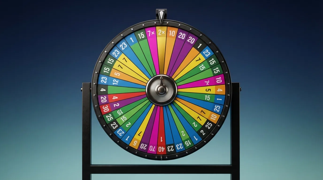 A close-up diagram of the Dream Catcher wheel showing the distribution of the six numbered segments (1, 2, 5, 10, 20, 40) and the two multiplier slices (2× and 7×) across the 54-segment wheel face.