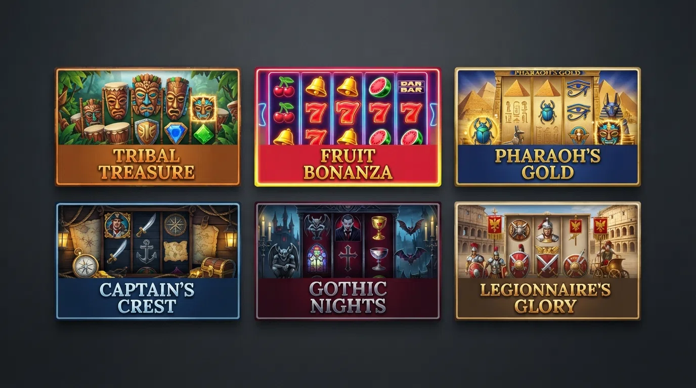 A grid of six popular high-RTP online slot title cards including Ugga Bugga, Mega Joker and Book of 99 arranged side by side