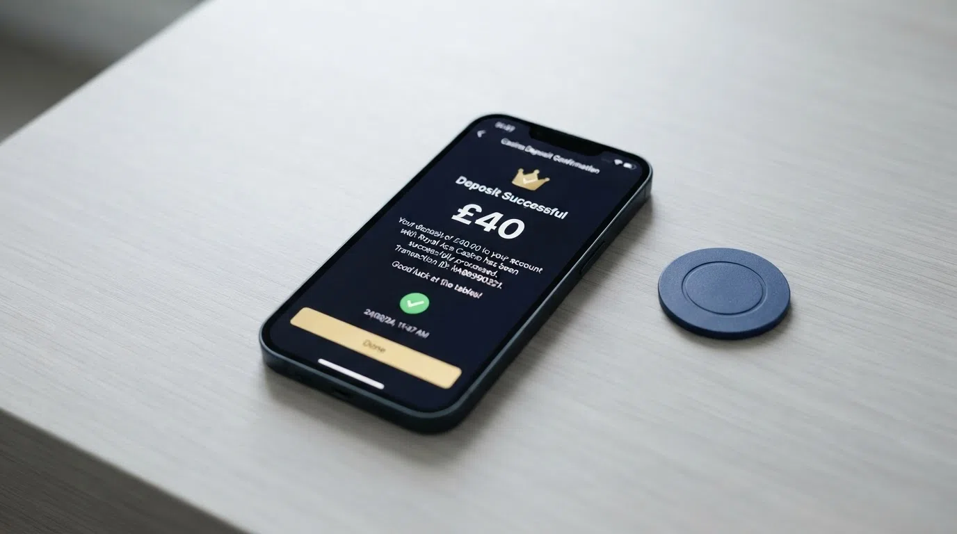 A phone screen showing a casino deposit amount being added to a monthly phone bill