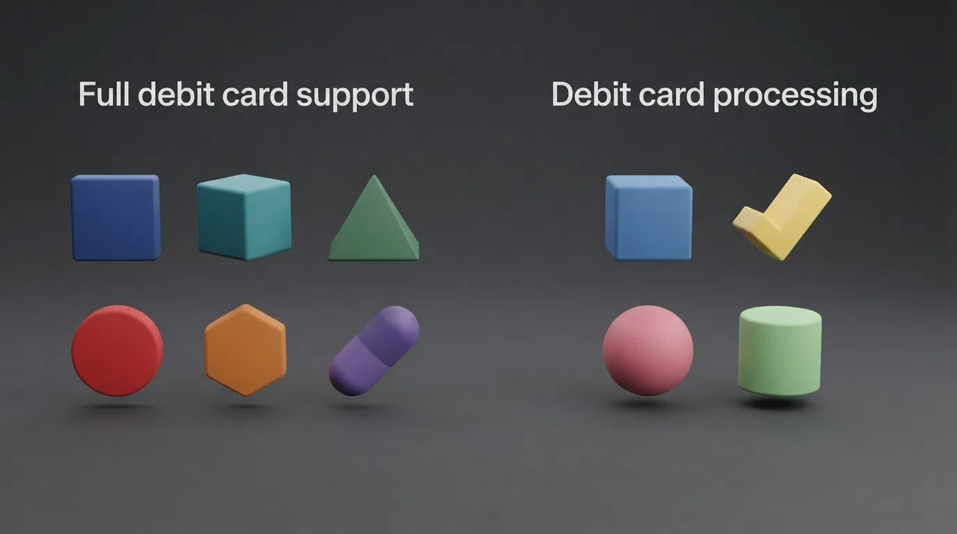 A comparison table or side-by-side layout showing the logos of ten featured UK casino operators grouped by Maestro acceptance status — full Maestro support versus Debit Mastercard processing