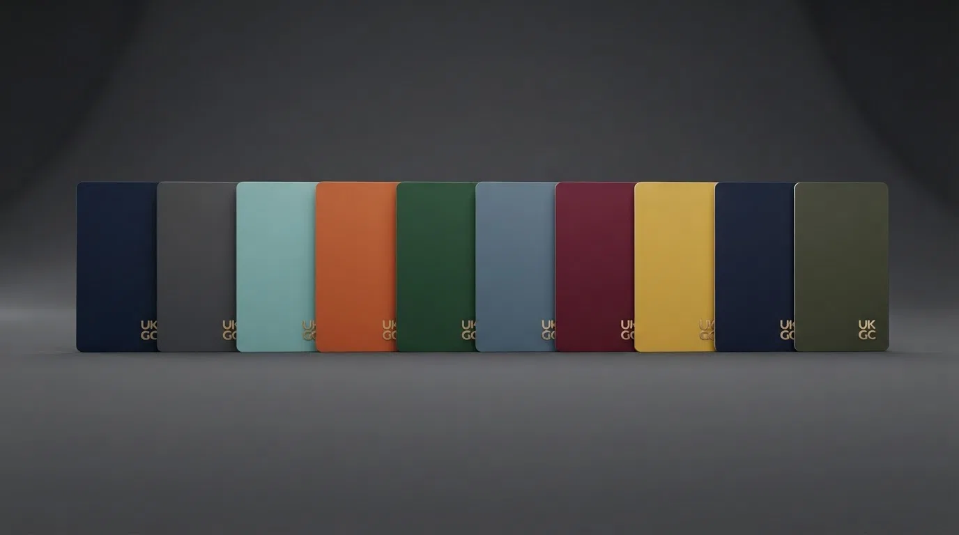 A grid of UKGC-licensed casino brand cards showing welcome-offer highlights side by side, with licence badges visible on each