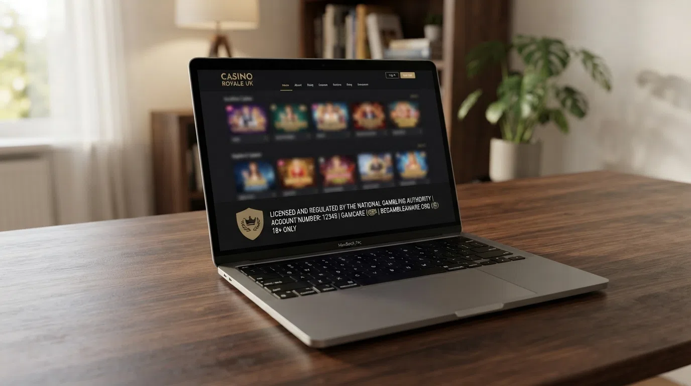 A close crop of a casino website footer showing the Gambling Commission logo, the operator's licence number and the text “Licensed and regulated by the Gambling Commission” against a dark background