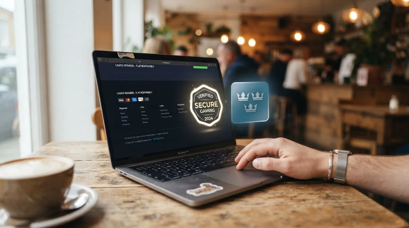 A UK Gambling Commission logo and a stylised GB licence verification badge displayed on a casino website footer